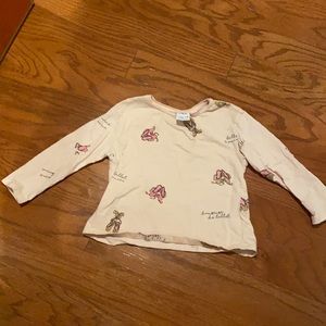 Zara long sleeve shirt with ballet slippers pictures and gold glitter detail